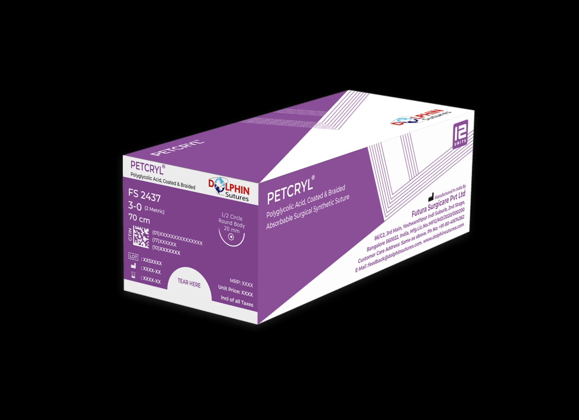 Dolphin Cərrahi sap Petcryl Sap 910 4/0 Deşici