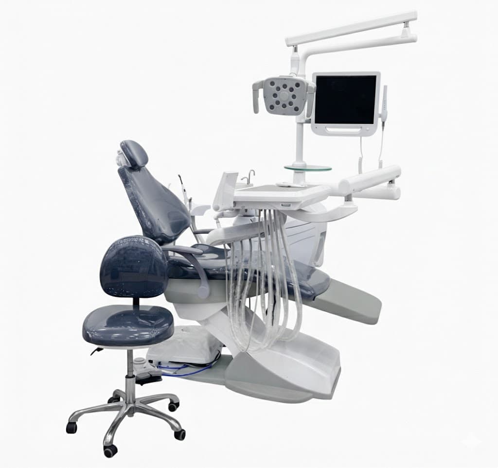 Keju Stomatoloji kreslo Ağ rəng. LED müalicə işığı ilə, skaler oral kamera sistemi, led lampa ilə, elektrik motorlu RƏNGLƏR: KJ49
